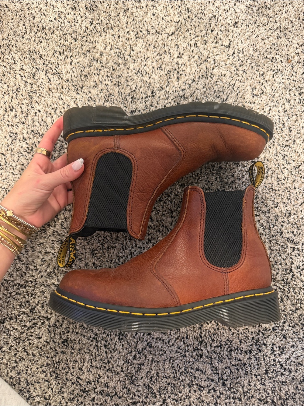 Dr. Martens Chestnut Brown Chelsea Boots with Black Panels